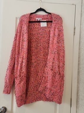 Blakeley Designs Pink Speckled Open-Front Women's Cardigan Sweater One Size BNWT